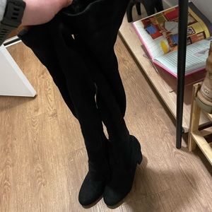 Black Suede Over the Knee Boots